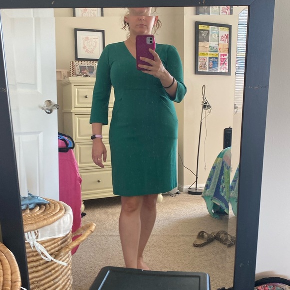 Boden Brontë Ottoman ribbed dress in emerald green - Picture 1 of 7
